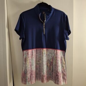 EP New York Women's Short Sleeve Top with Blue and Pink Accents